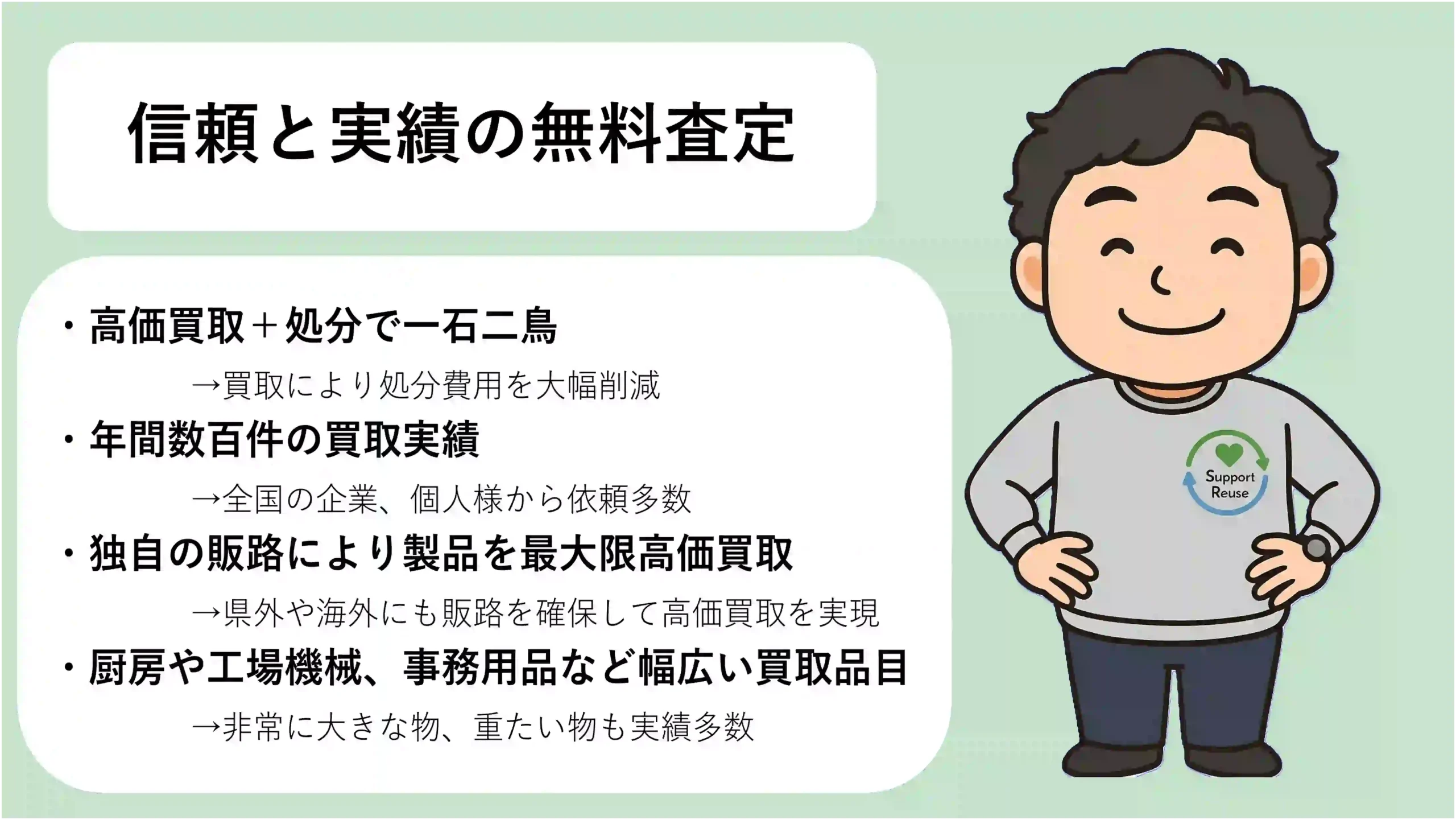 不用品の買取・回収の専門業者】厨房・工場機械まで無料査定|岡山県 